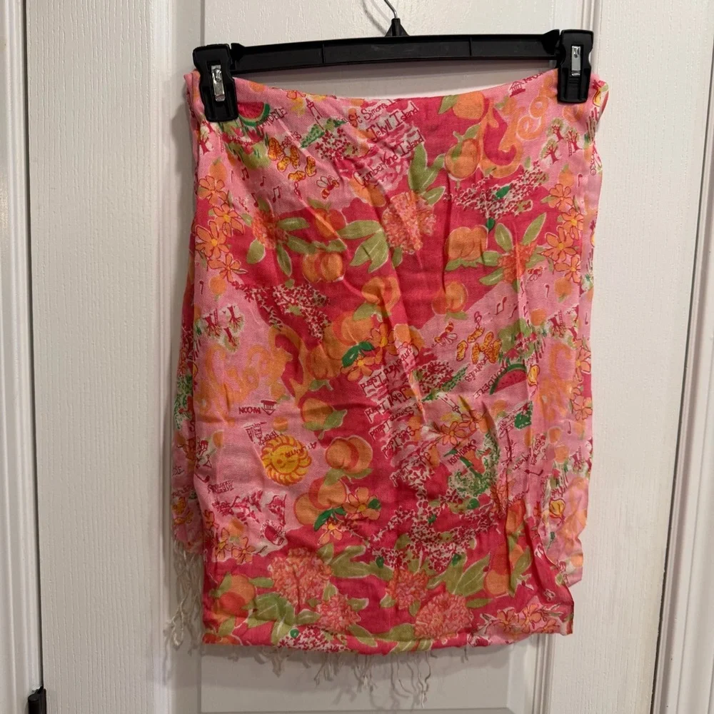 Lilly Pulitzer Lilly Loves Georgia Murfee Scarf Silk Cashmere Tassel Pink